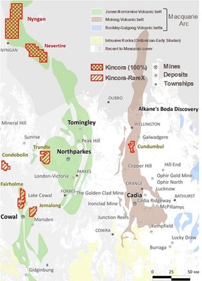 Figure 1: Kincora’s tenement holdings in the Lachlan Fold Belt (CNW Group/Kincora Copper Limited)