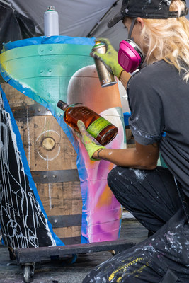 ELLE Street Art creating Bulleit "Art Barrels"