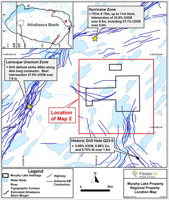 Cannot view this image? Visit: https://www.miningstockeducation.com/wp-content/uploads/2022/07/129980_Map252012520Murphy2520Lake2520Regional2520Property2520Location2520Map_03Jul22_550.jpg