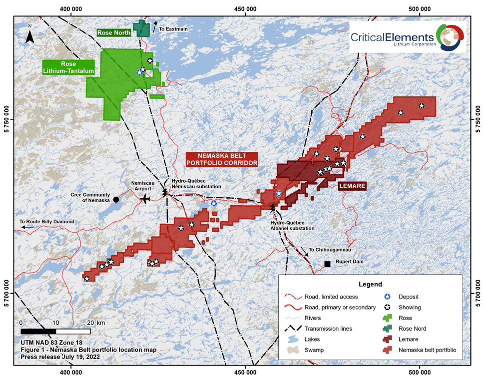 Critical Elements Lithium Corporation, Tuesday, July 19, 2022, Press release picture