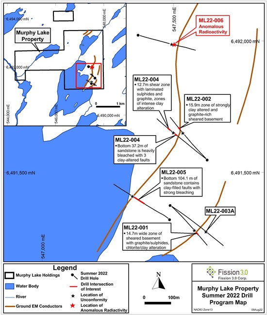 Cannot view this image? Visit: https://www.miningstockeducation.com/wp-content/uploads/2022/08/133353_Murphy2520Lake2520Drill2520Program2520Update2520Map_10Aug22_550.jpg