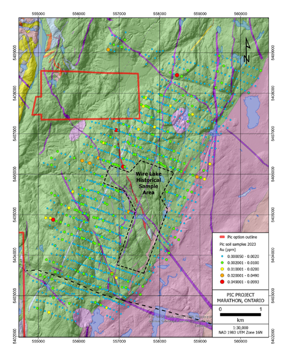 Southern Pic Project soil survey results taken in Q2 and reported in Q3