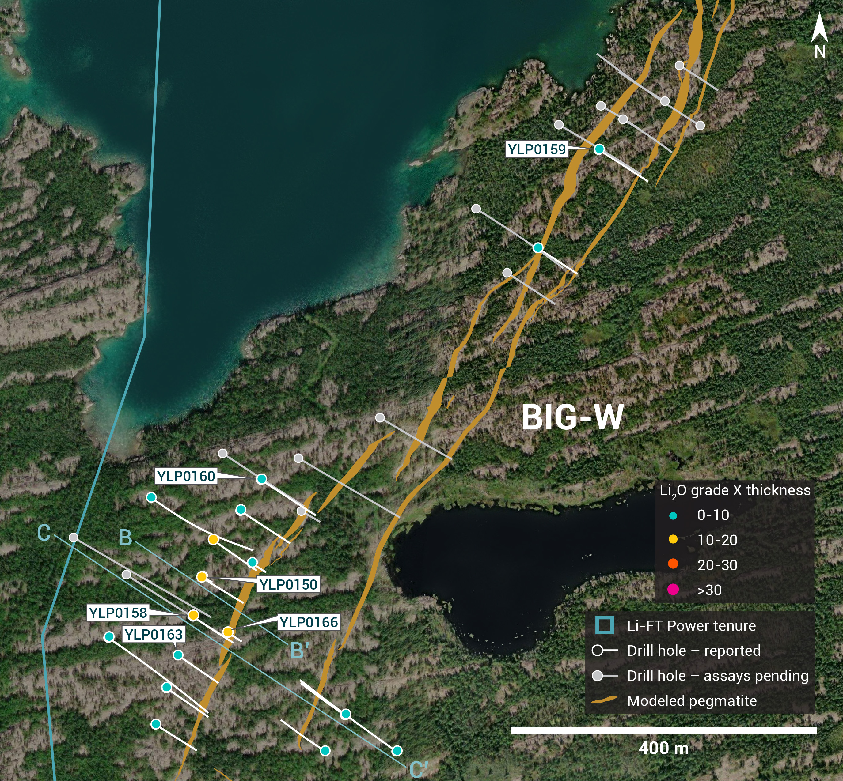 Individual Drill plans YK pegmatites Big W GT V2
