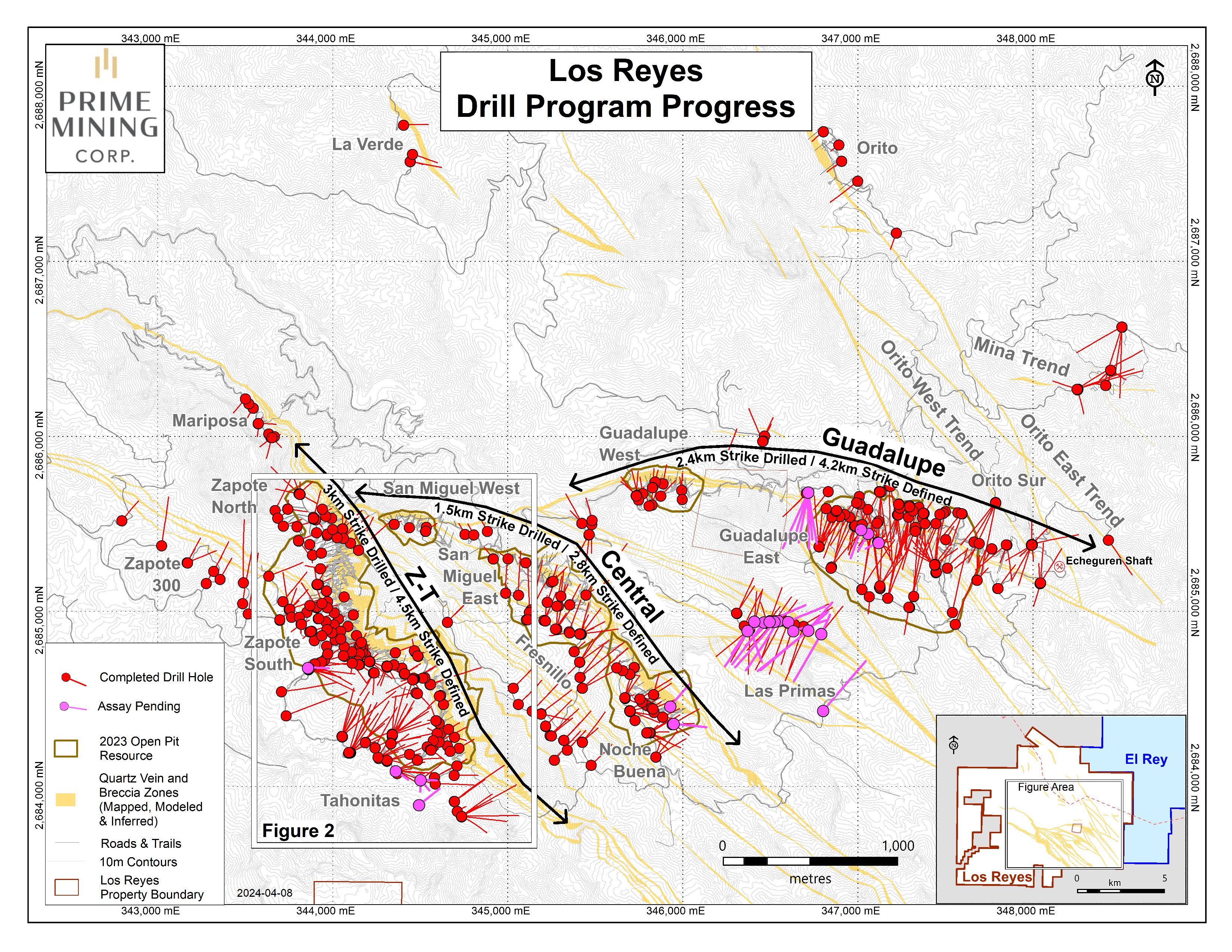 Figure 1 Los Reyes Drill Program Progress_Apr 2024