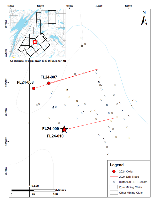 Zoro Dyke 1 Location Map Indicating Drill Hole Locations