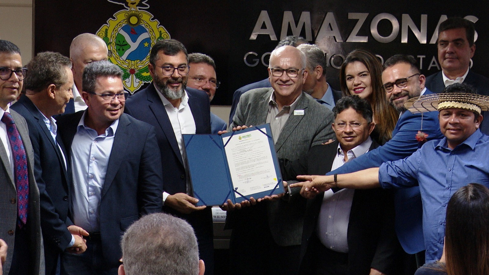 Tadeu de Souza – Amazonas Vice Governor, Wilson Lima – Amazonas Governor, Anderson Cavalcante – Mayor Autazes, Silas Camara – Federal Deputy, Sinésio Campos – State Deputy, Ronney Peixoto – Mining Secretary of State, Kleber Mura – CIM Coordinator General