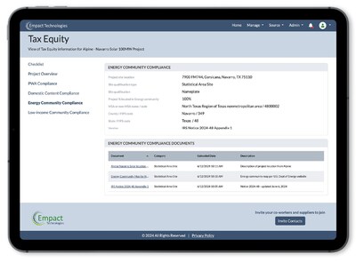 Energy Community and other tax adders are key elements of Empact's industry-leading IRA compliance management software platform