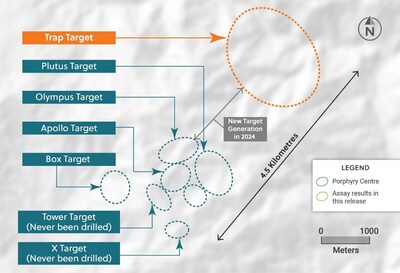 Figure 4: Plan View of the Guayabales Project Highlighting the Trap Target Area (CNW Group/Collective Mining Ltd.)
