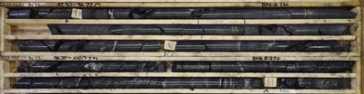 Figure 2: Hole M24-016A (target P7), 92.8 to 99.3 m. Anomalous radioactivity hosted in structured graphitic pelite. (CNW Group/Fortune Bay Corp.)