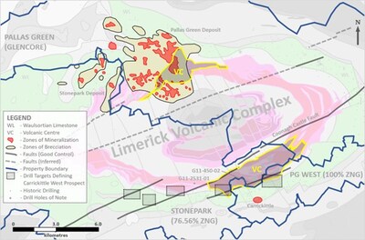 Exhibit 1. Drill Targets at Carrickittle West Prospect (Stonepark Project and PG West Project) (CNW Group/Group Eleven Resources Corp.)