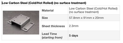 Low Carbon Steel (Cold/Hot Rolled) (no surface treatment)