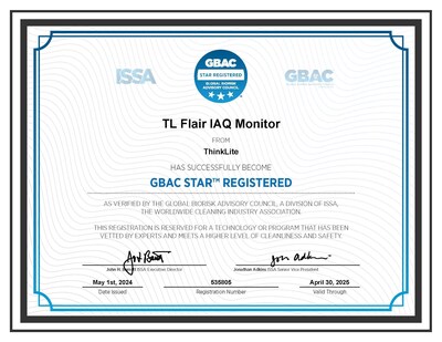ThinkLite Air Flair GBAC STAR™ Certificate