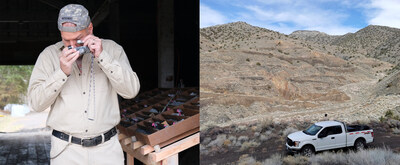 Figure 1: (left) President Mike Sieb reviewing drill core; and (right) Fondaway Canyon looking NE (CNW Group/Getchell Gold Corp.)
