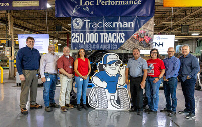 The Loc Performance and CNH teams unite to celebrate the production of the 250,000th Trackman track, achieved as of August 2024.