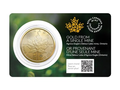 La pièce d’investissement de 50 $ de 1 oz en or pur à 99,99 % 2024 – Feuille d’érable en or de source unique de la Monnaie royale canadienne (CNW Group/Royal Canadian Mint (RCM))