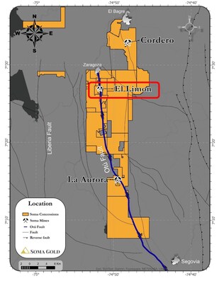 Figure 1: Location of El Limon Mine (CNW Group/Soma Gold Corp.)