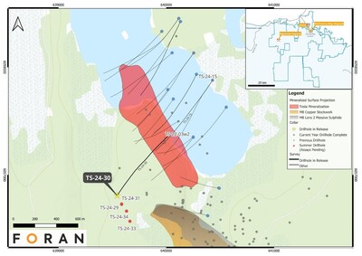 Plan view of the Tesla Zone and Bridge Zone (CNW Group/Foran Mining Corporation)