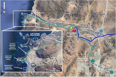 Figure 8. Location of Huasco Water’s existing water assets in relation to new potential customers in the Huasco Valley (CNW Group/Hot Chili Limited)