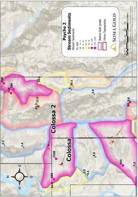 Figure 3: Stream sediment samples collected in the vicinity of the Colossa Mine. (CNW Group/Soma Gold Corp.)