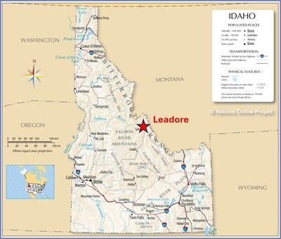 Figure 1. Location of the Leadore property, Lemhi County, Idaho. (CNW Group/Black Mammoth Metals Corp)