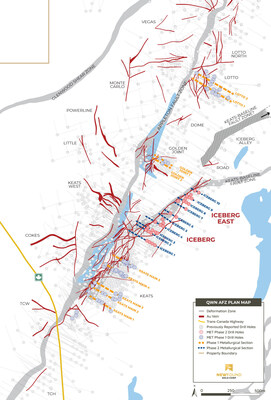 Figure 1. Plan view map of metallurgical type-sections from the Phase II metallurgical testing program (CNW Group/New Found Gold Corp.)