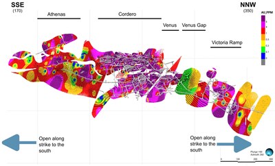Figure 2: Location of different zones within the Cordero Deposit (CNW Group/Soma Gold Corp.)