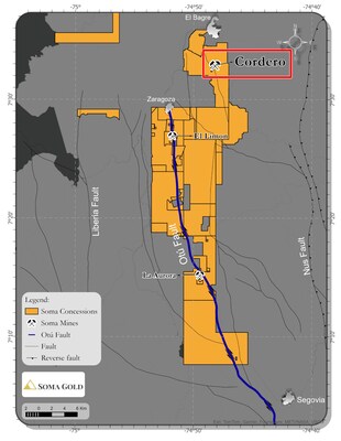 Figure 1: Location of the Cordero Mine, El Bagre, Antioquia, Colombia (CNW Group/Soma Gold Corp.)