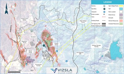 Figure 1: Map of the Panuco Project area, highlighting the test mine location and key infrastructure (CNW Group/Vizsla Silver Corp.)