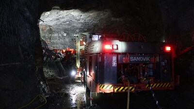 BEV Jumbo Bolting Underground (CNW Group/Foran Mining Corporation)
