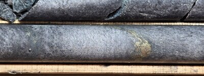 Figure 2: Example of minor Cu mineralization in PN-24-090 drill core that led to BH EM discovery in PN-24-094 (CNW Group/Power Nickel Inc.)