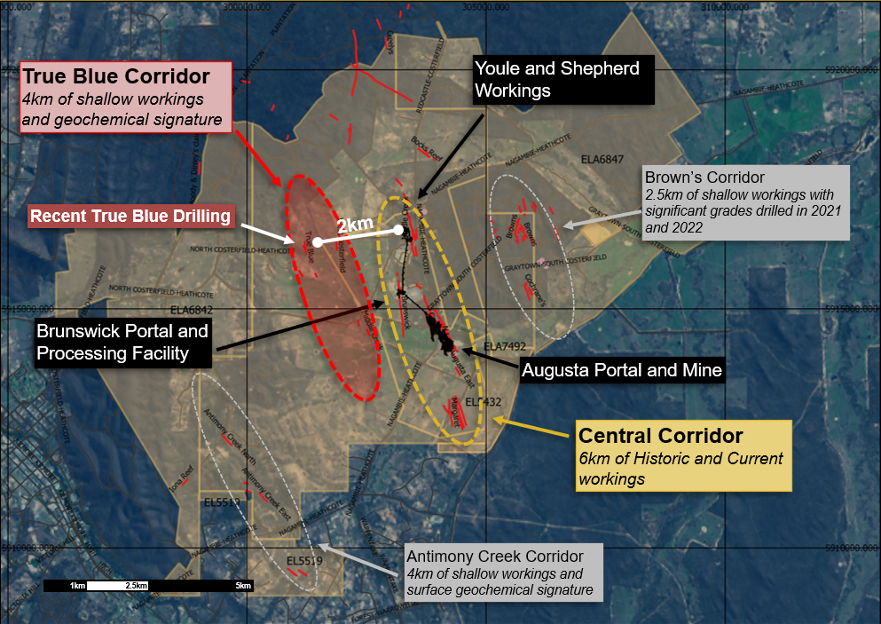 Map of Costerfield exploration tenements and mining licence