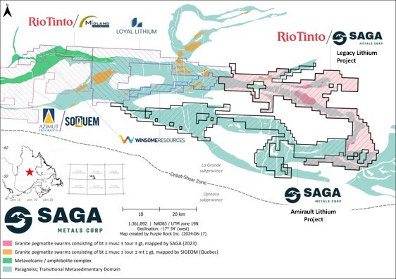 A map of the “Lithium Neighborhood” at the Legacy Lithium Project in Quebec