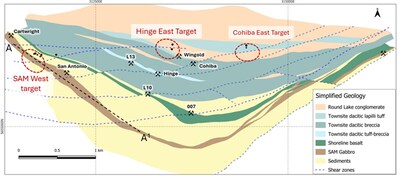 Figure 1: Simplified True North geology map and drill hole locations (CNW Group/1911 Gold Corporation)