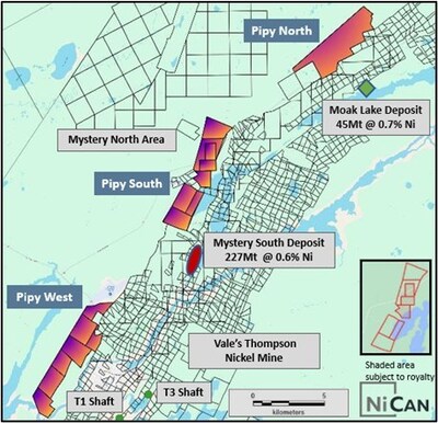 Figure 1: NiCAN’s Pipy Properties in the Thompson Area, Manitoba (CNW Group/Nican Ltd.)