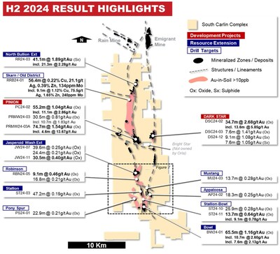 Figure 1: South Carlin Complex drill results, H2 2024. (CNW Group/Orla Mining Ltd.)