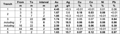 Table 2 – Significant surface trench/channel sample results >1.00 g/t gold. (CNW Group/Pan Global Resources Inc.)