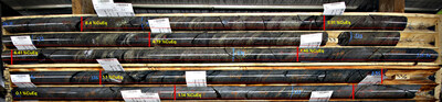 Figure 3: Drill Hole 1274-24-359 – Mineralized intervals from 330.8m to 337.85m depth @ 3.86 CuEq (CNW Group/Abitibi Metals Corp.)