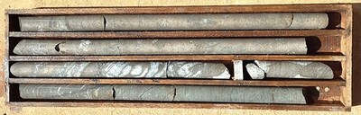 Figure 5: DDH2406T002 Massive/semi-massive/ breccia sulphide mineralization at T6 target (57.0 – 60.7m shown). (CNW Group/Bravo Mining Corp.)