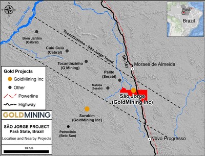 Figure 1 – Tapajós Gold District and location of the Project. (CNW Group/GoldMining Inc.)