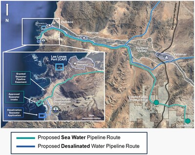 Figure 1 Huasco Water Coastal Infrastructure Assets (CNW Group/Hot Chili Limited)