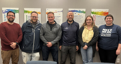 Northwest Pipe Company CEO & President Scott Montross and Corporate Social Responsibility Manager Dan Soltesz (center) and flanked by Share Vancouver staff.