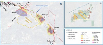 Figure 1: Plan map showing Animas Vein system and the location of hole AM-25-90. (CNW Group/Vizsla Silver Corp.)