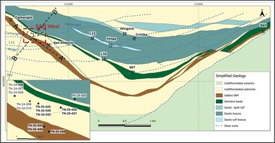 Figure 1: True North: Geology and SAM West Drill Hole Location Map. (CNW Group/1911 Gold Corporation)