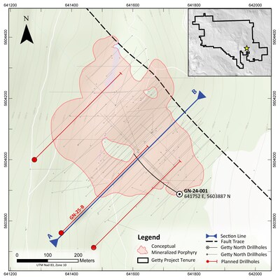 Getty Copper Extends Mineralization Below Getty North Deposit and Identifies Potential New Mineralized Zone. (CNW Group/Getty Copper Inc.)