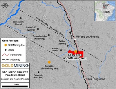 Figure 1 – Tapajós Gold District and location of the Project. (CNW Group/GoldMining Inc.)