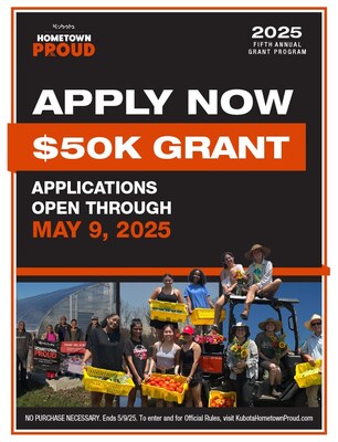 Kubota’s fifth annual Kubota Hometown Proud® grant program is back. The application window for community projects is open now through May 9, 2025.