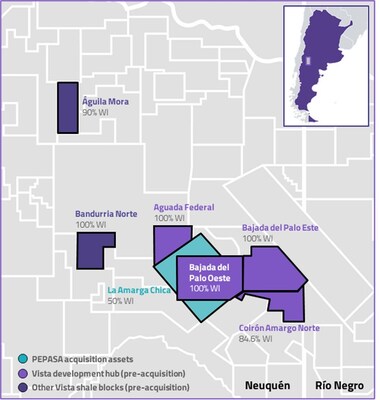 Figure 1 – Location of Vista and PEPASA assets in Vaca Muerta
