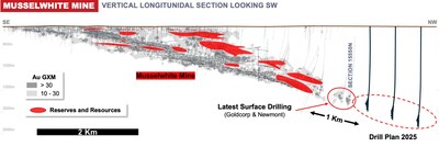 Figure 3: Musselwhite Long Section Overview, Directional Drill Program (CNW Group/Orla Mining Ltd.)