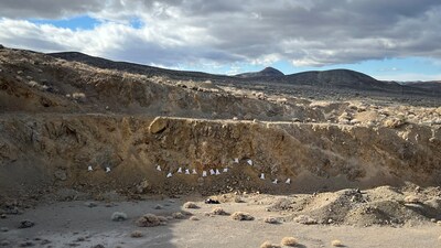 Sample collection bags at the Sullivan Zone, Gabbs Project, Nevada (CNW Group/P2 Gold Inc.)