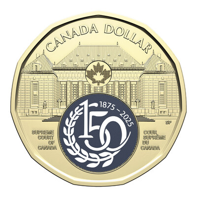The $1 circulation coin commemorating the 150th anniversary of the Supreme Court of Canada (CNW Group/Royal Canadian Mint (RCM))
